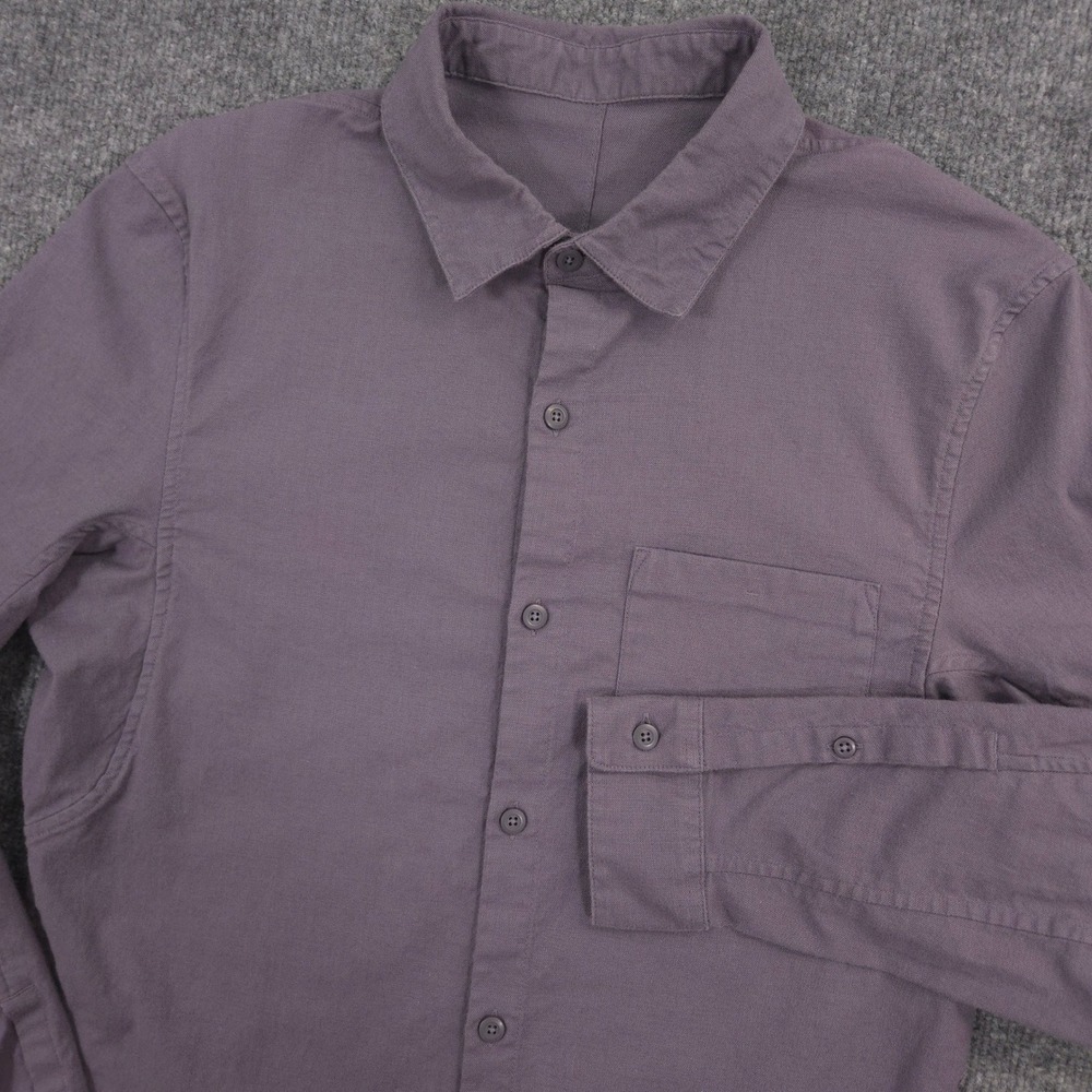 Lululemon Qwick Oxford Commission Shirt Mens M Gray Performance Preppy Casual